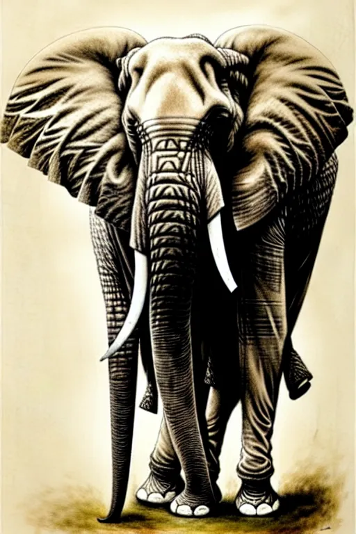 Image similar to ( ( ( ( ( elephant portrait. muted colors. ) ) ) ) ) by jean - baptiste monge!!!!!!!!!!!!!!!!!!!!!!!!!!!!!!