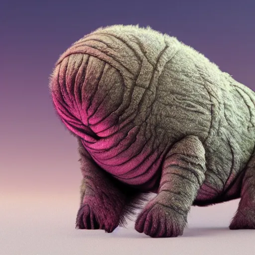 Image similar to Large tardigrade with fuzzy!!!!! fur!!!!!, trending on artstation, photorealistic imagery, heavily detailed, intricate, 4k, 8k, artstation graphics, artstation 3d render, artstation 3d, artstation unreal engine