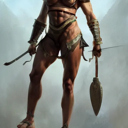 Image similar to roman gladiator, gorgeous, amazing, muscular, silk, intricate, elegant, thighs, highly detailed, digital painting, artstation, concept art, sharp focus, illustration, by greg rutkowski