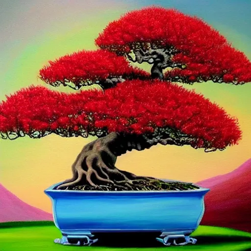 Prompt: a beautiful painting of a bonsai tree