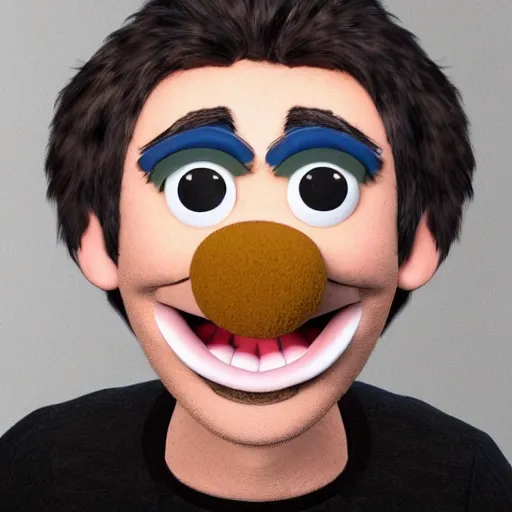 Image similar to JackSepticEye as a muppet, photorealistic