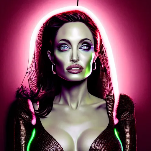 Prompt: the portrait of an absurdly elegant, sophisticated, fashionable ottomanpunk robotess idol, an ultrafine hyperdetailed illustration of angelina jolie and megan fox by kim jisu, intricate linework, neon wiring, electronics, porcelain skin, unreal engine 5 highly rendered, global illumination, radiant light, detailed and intricate environment, by rutkowski, artgerm, marvel comics