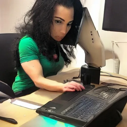 Image similar to photo of a housecat at a computer desperately trying to generate she - hulk photos