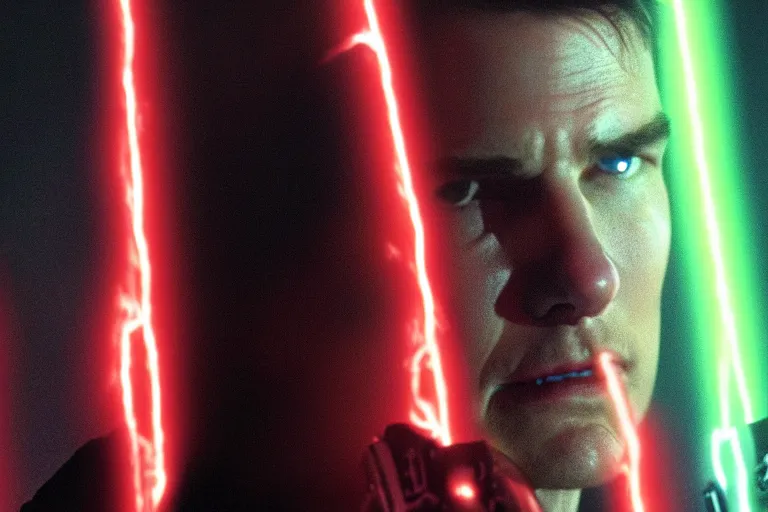 Image similar to (tom cruise!!) using force lighting, (palpatine)