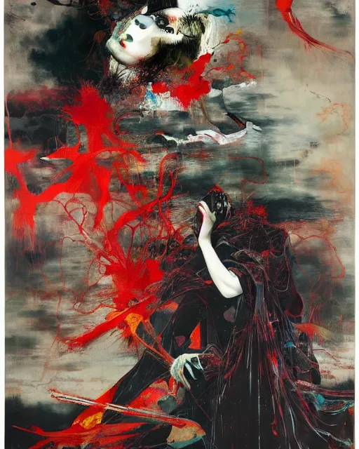 Image similar to now you will understand why you fear the dark, hauntingly surreal, gothic, rich deep colours, painted by francis bacon, adrian ghenie, james jean and petra cortright, part by gerhard richter, part by takato yamamoto. 8 k masterpiece.