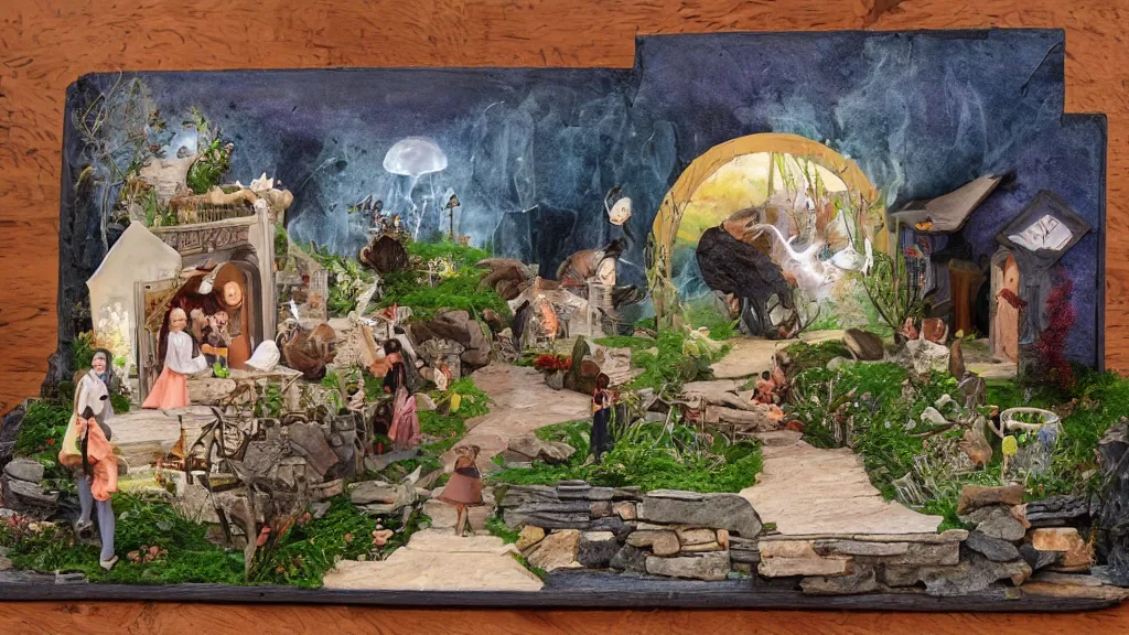 Image similar to storybook illustration unimpressive blessing diorama