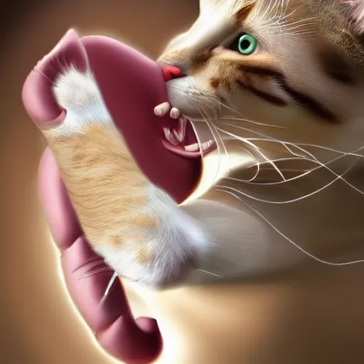 Prompt: cat biting humans big toe, realistic, high details, funny