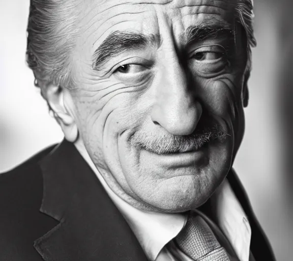 Prompt: a studio photograph of Robert DeNiro; f/1.4; 90mm