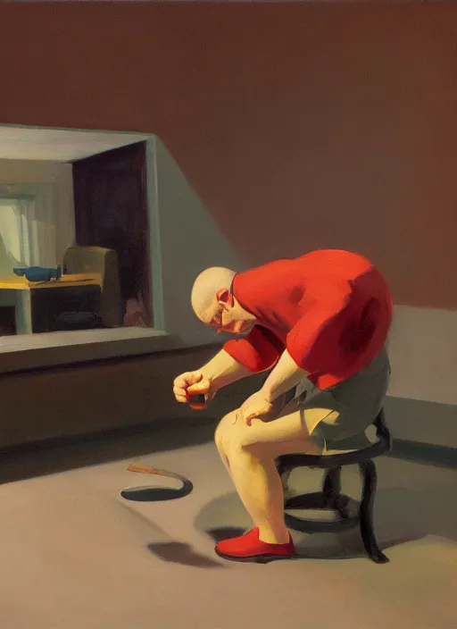Prompt: hammer crushing hand by Edward Hopper and James Gilleard, highly detailed