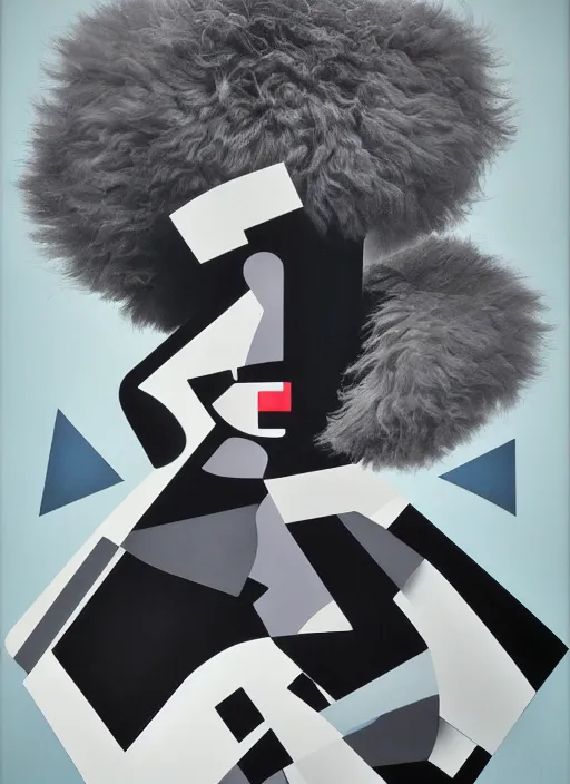 Image similar to futuristic fine lasers tracing, laser cat, fluffy selkirk rex longhair, by steven meisel, kaws, rolf armstrong, mondrian, kandinsky, perfect geometry abstract acrylic, octane hyperrealism photorealistic airbrush collage painting, dark monochrome, fluorescent colors, minimalist rule of thirds, eighties eros