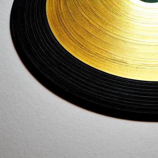 Image similar to a golden record on a black desk,