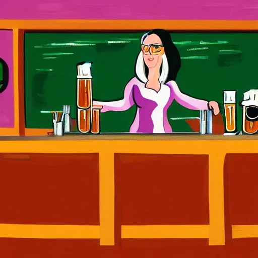 Image similar to A pint of beer sitting on a bar as painted by Matt Bors