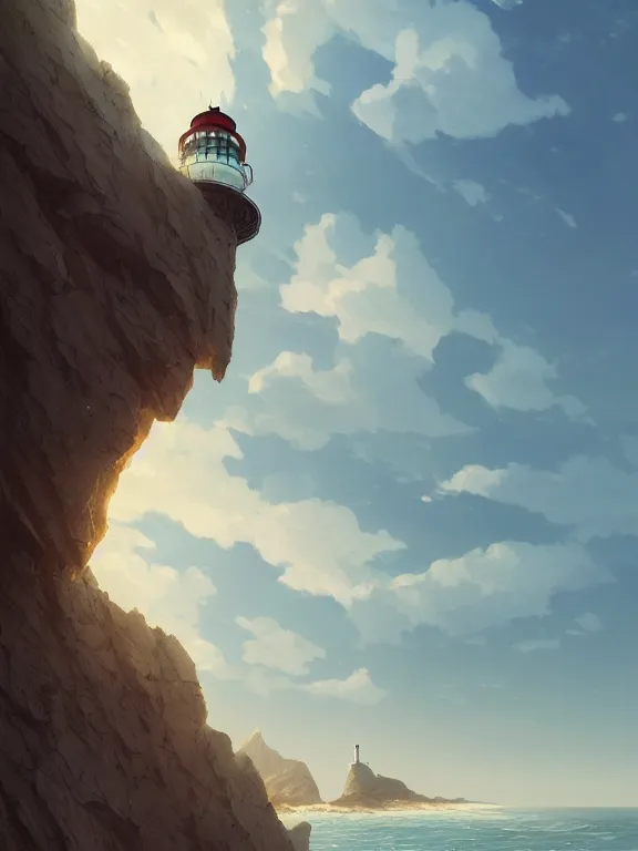 Image similar to A highly detailed matte painting of lone lighthouse by Studio Ghibli, Makoto Shinkai, by Artgerm, by WLOP, by Greg Rutkowski, volumetric lighting, octane render, 4K resolution, trending on artstation, masterpiece