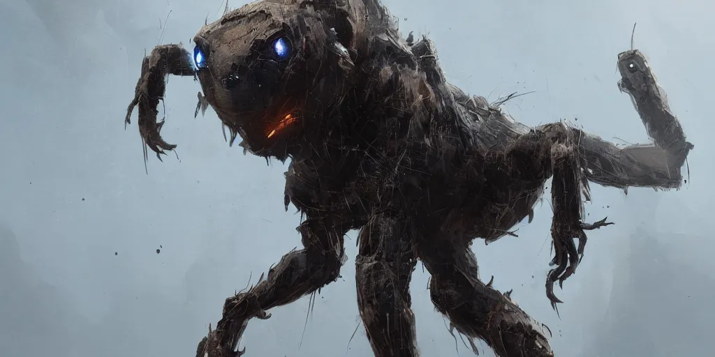 Image similar to sci - fi spider bear creature, greg rutkowski, 8 k, shallow depth of field, ultra high detail, concept art,