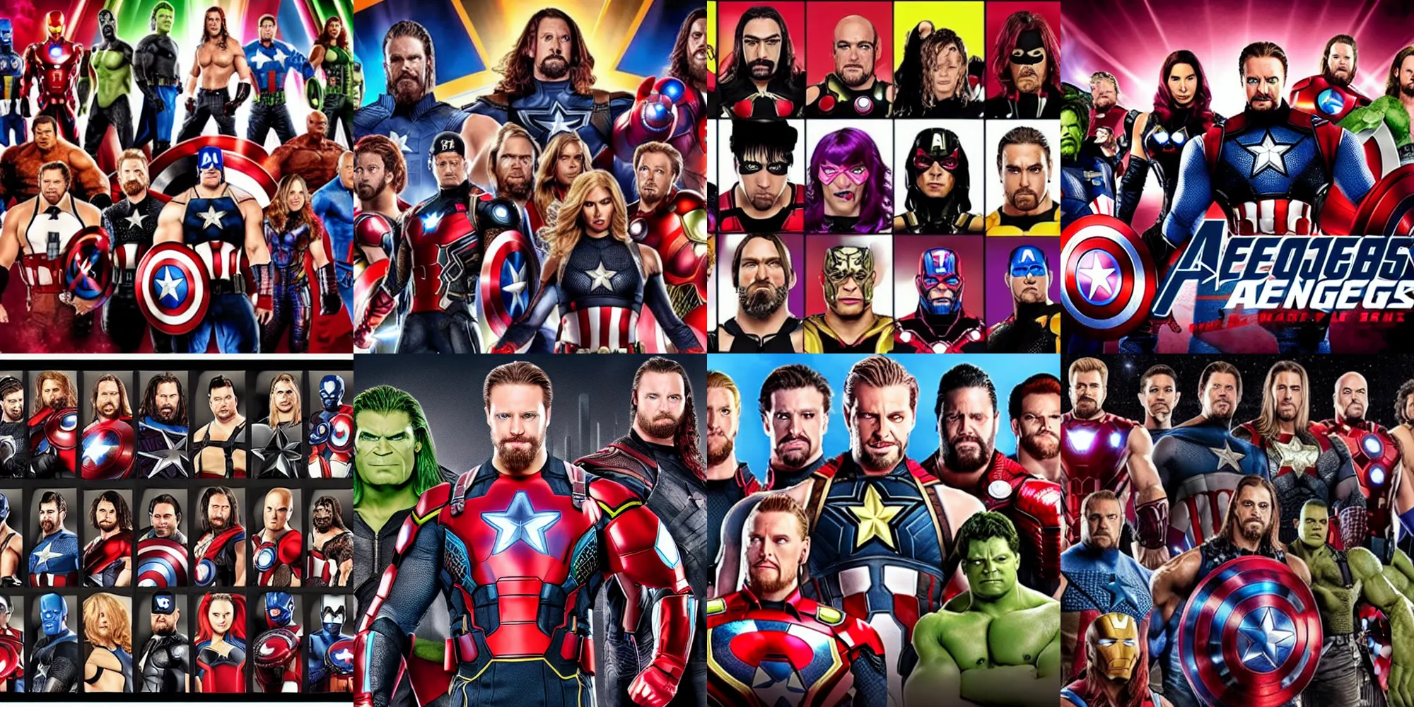 Prompt: wwe roster as the avengers from the avengers move