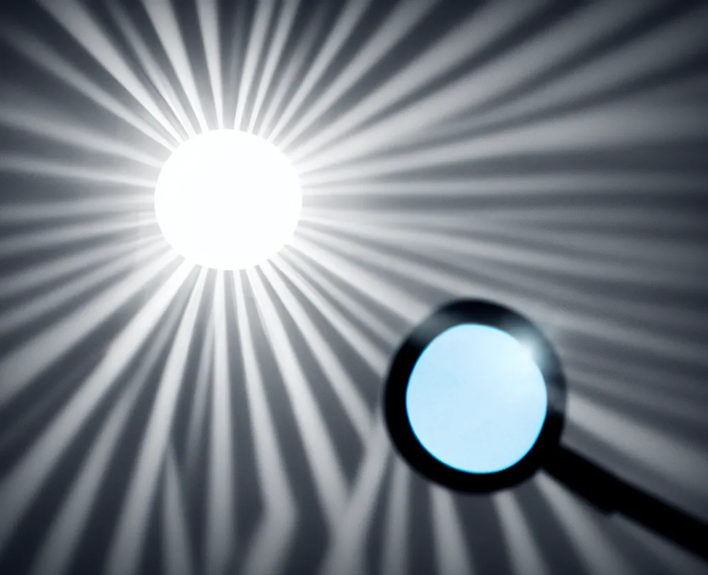 sun rays thru a magnifying glass making a bright spot Stable