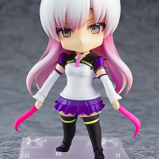 Prompt: neon white video game!!!!!!!!, neon violet!!!!!!!!!!!!!!, an ( ( ( ( anime ) ) ) ) nendoroid of neon violet, figurine, detailed product photo