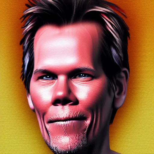 Image similar to ultra detailed kevin bacon on a slice of bacon in a hamburger rendered by octane digital painting inspired by arcimboldo