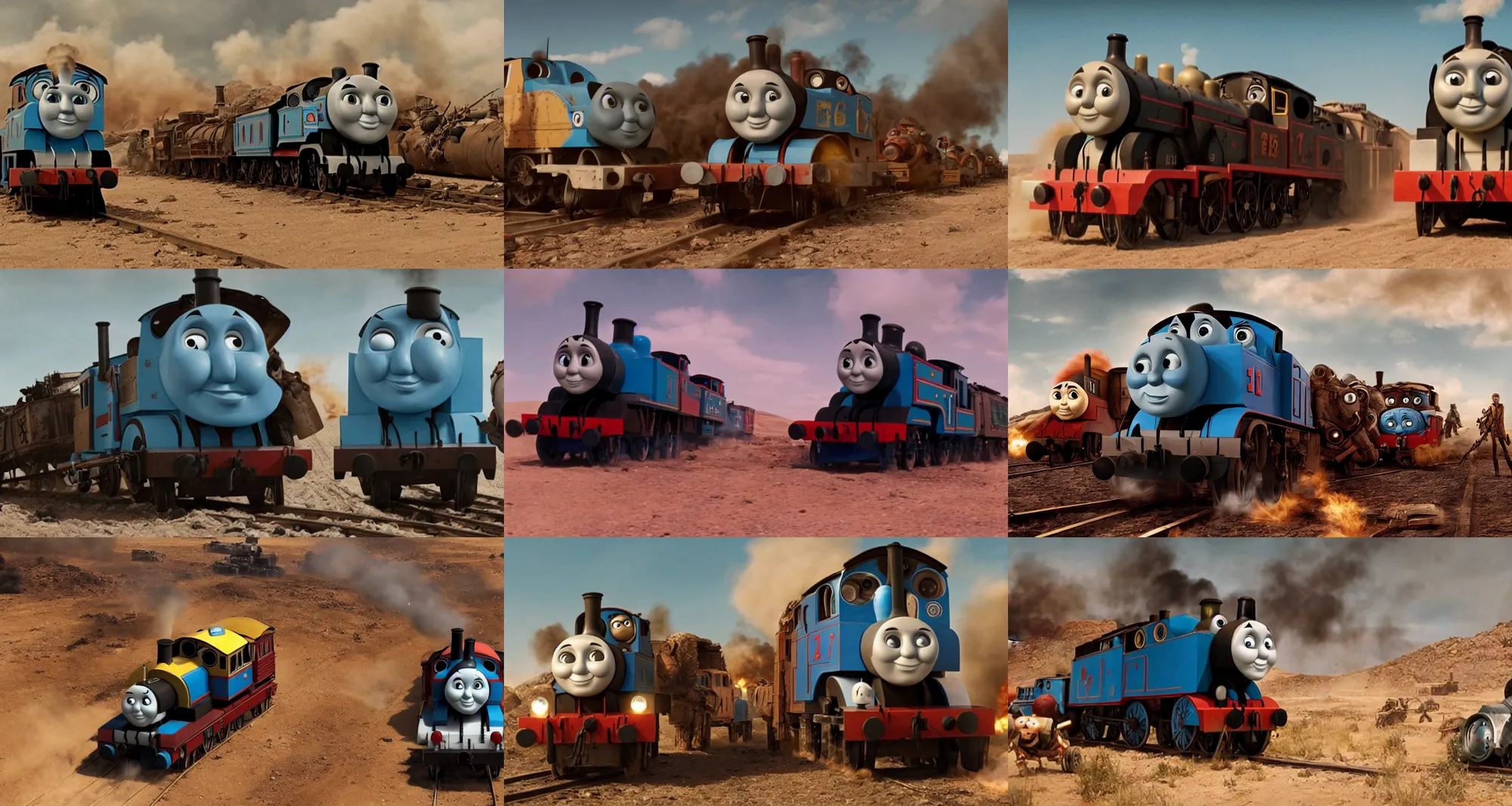 Image similar to still frame of Thomas the Tank Engine in MAD MAX: FURY ROAD (2015)