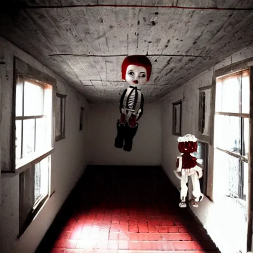 Image similar to dark attic with creepy dolls