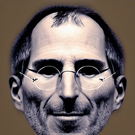Image similar to a photograph of an apple with steve job's face. fruit. human face.