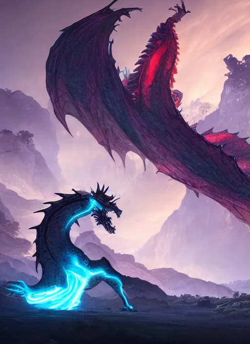 landscape portrait of a glowwave dragon on a gothic, Stable Diffusion