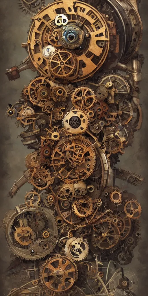 Prompt: machine heart, cogwheels, mechanical, photorealistic, high detail, steampunk - style by esao andrews, artstation, illustration