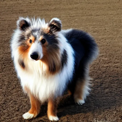 Prompt: a photorealistic photograph of a sheltie bear hybrid