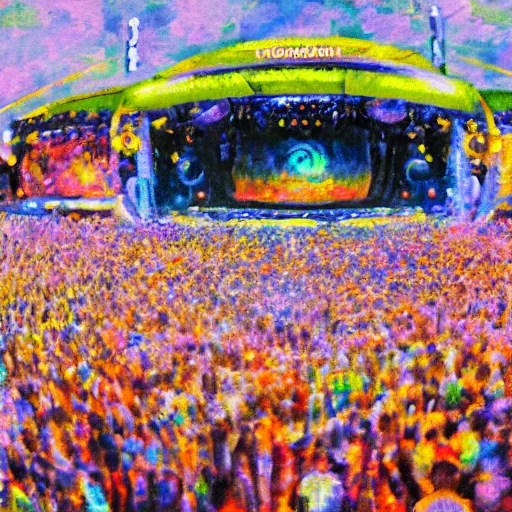 Prompt: impressionist painting of tomorrowland mainstage