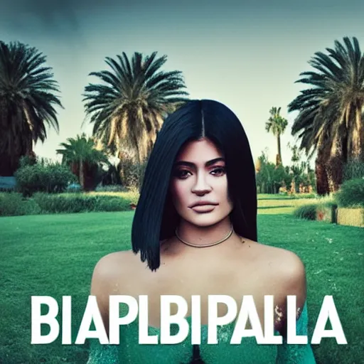 Prompt: dilapidated coachella with Kylie Jenner as a Mastodon Album Art cover