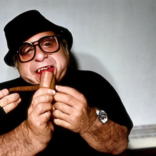 Image similar to Danny Devito smoking a cigar