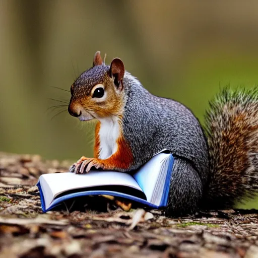Image similar to a squirrel writing a novel