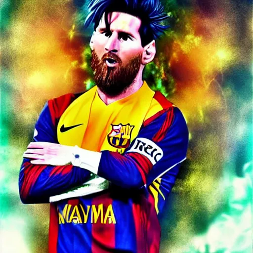 Image similar to super Saiyan Lionel Messi