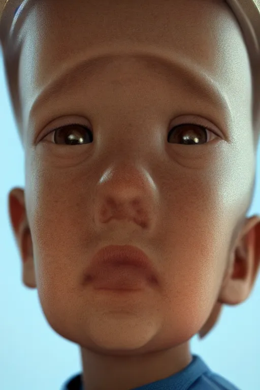 Image similar to hyperrealistic little boy close - up portrait, the portrait is decorated with art deco patterns, hyperrealistic, volumetric lighting, ultra detailed, elegant, octane render, blue and gold, 8 k, trending on artstation, unreal engine