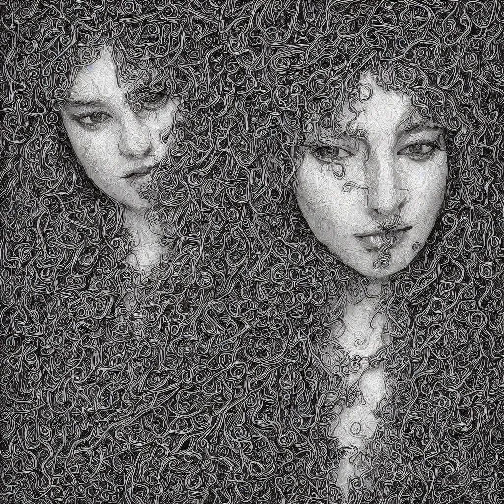 Image similar to “portrait of a beautiful woman made out of vines, digital art, 4k”