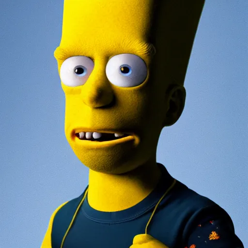 Image similar to stunning award winning hyperrealistic hdr 8 k highly detailed portrait photo of bart simpson as a real human