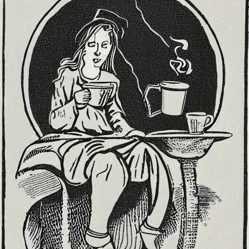 Image similar to witch conjuring a cup of coffee