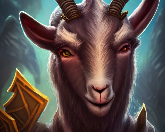 Prompt: goat esports logo design, deep focus, d & d, fantasy, intricate, elegant, highly detailed, digital painting, artstation, concept art, matte, sharp focus, illustration, hearthstone,