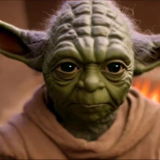 Image similar to A film still of Yoda as a sith lord realistic,detailed