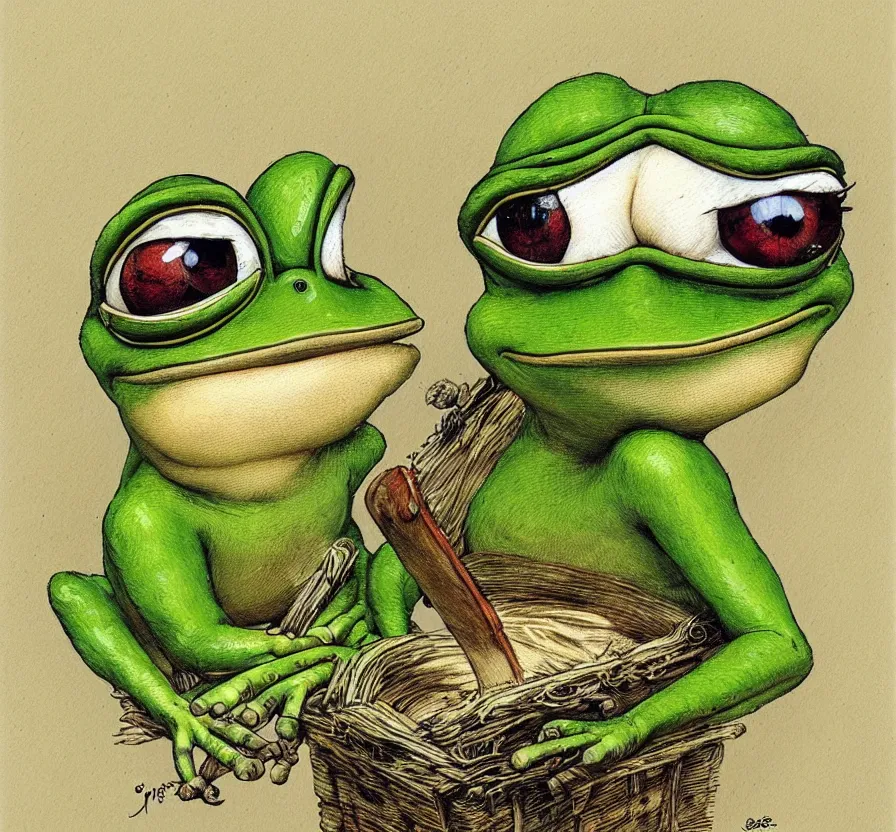 Image similar to pepe the frog in business suet, by jean baptiste monge, acrilic paint