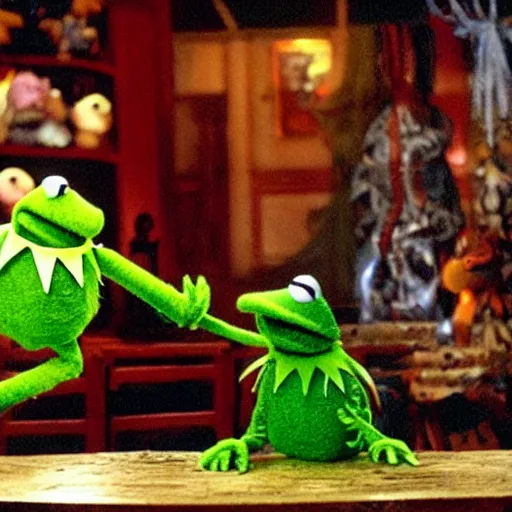 Image similar to Muppets characters battling in “Mortal Kombat (2000)” action scene