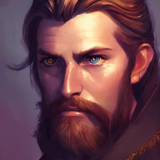 Image similar to anduin wrynn by mandy jurgens, cinematic shot, brush hard, artstation, cgsociety, high quality, brush stroke