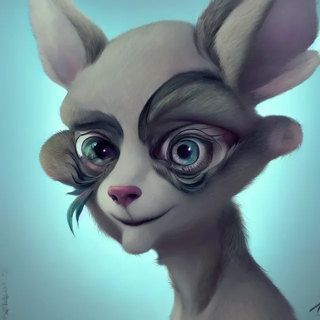 Image similar to a beautiful portrait of a cute anthropomorphic humanoid fursona. big eyes. character design by cory loftis fenghua zhong ryohei hase isma