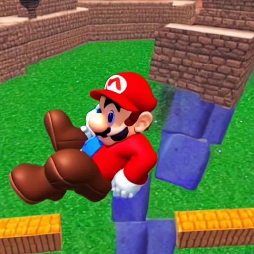 Image similar to in-game screenshot of Danny DeVito as Mario in Super Mario 64