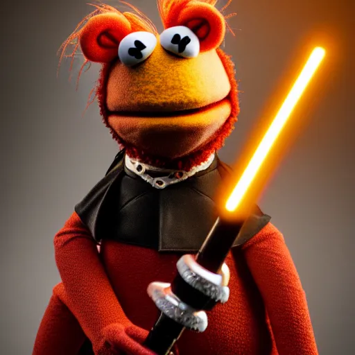 Prompt: studio portrait still of muppet!!!!! darth maul!!!!!! as a muppet as a muppet, 8 k, studio lighting, key light,