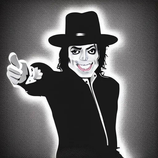 Image similar to michael jackson, digital art, iconic icon, 2 d vector logo, cartoon, t - shirt design