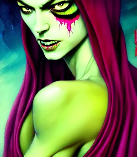 Prompt: a Demon Slayer portrait of Upper Six rank Daki , tall, pale-skinned, and slender woman with lime green eyes and long eyelashes by Stanely Artgerm,Tom Bagshaw,arthur adams,Carne Griffiths,trending on DeviantArt,street art,face enhance,chillwave,maximalist,full of color,glittering