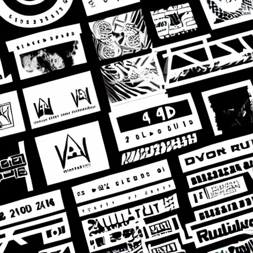 Image similar to black on white graphic design sticker sheet in style of david rudnick, eric hu, guccimaze, acid, y 2 k, 4 k sharpening,