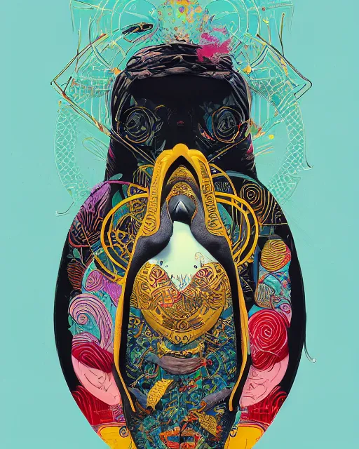 Image similar to Tristan Eaton, victo ngai, peter mohrbacher, artgerm portrait of a symmetrical penguin