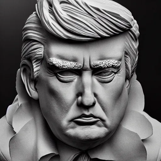 Prompt: a sculpture of Donald trump made by Donatello, marble